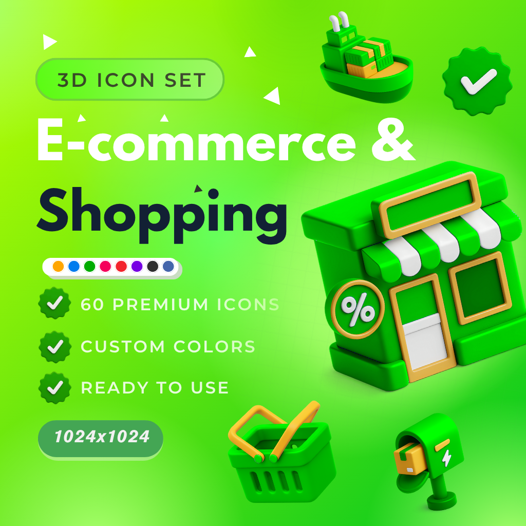 Customizable 3D Ecommerce Icons for Online Stores